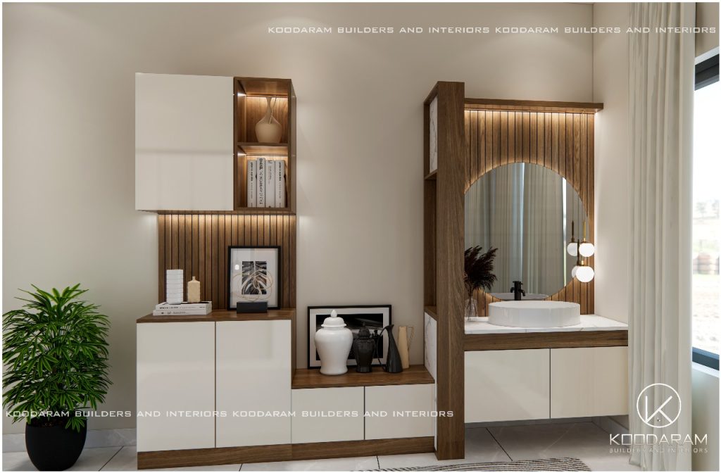 Image of Wash Counter cum crockery Shelf designed by Koodaram Builders And Interiors